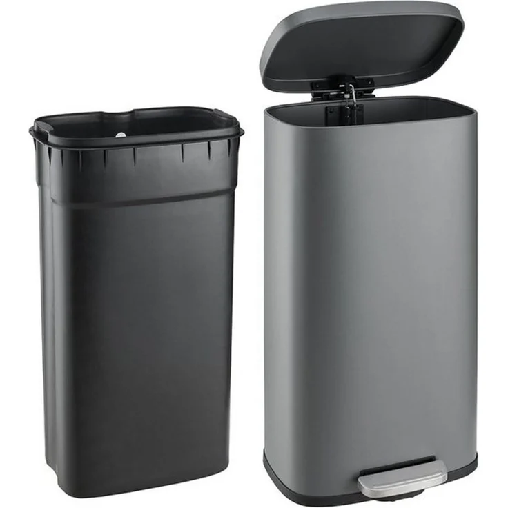 SVITA TQ30 Mülleimer grau 30L Treteimer Abfallbehälter Softclose Deckel – Bild 4