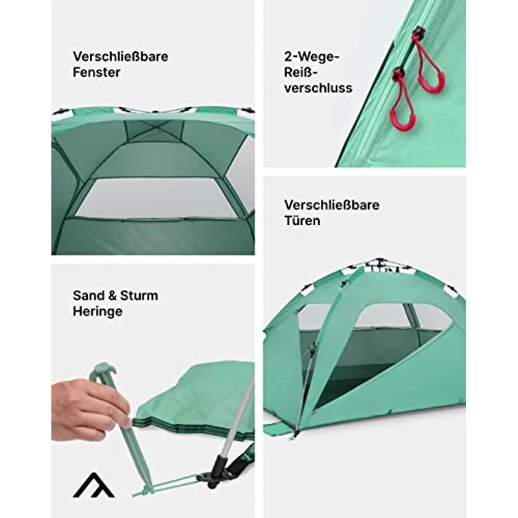 qeedo Quick Palm Strandmuschel mit UV-Schutz (UV80) & kleinem Packmaß - Leichtes, schnell aufzubauendes Strandzelt (Quick-Up System) bietet Sonnenschutz & Windschutz am Strand, vor allem für Kinder – Bild 5