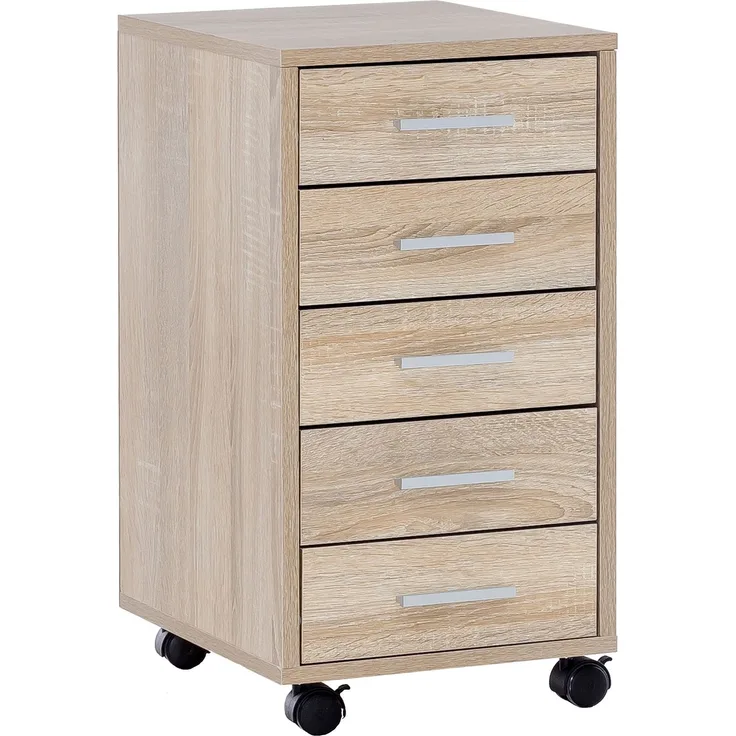 Rollcontainer Sonoma Holz mit 5 Schubladen