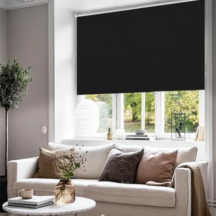 Verdunklungsrollo Thermo Rollos Klemmfix ohne Bohren 85x160 cm Schwarz Verdunklungsrollo Lichtundurchlässig Fensterrollo Sicht-und Sonnenschutz Wand-und Deckenmontag Rollo für Fenster und Tür – Bild 7