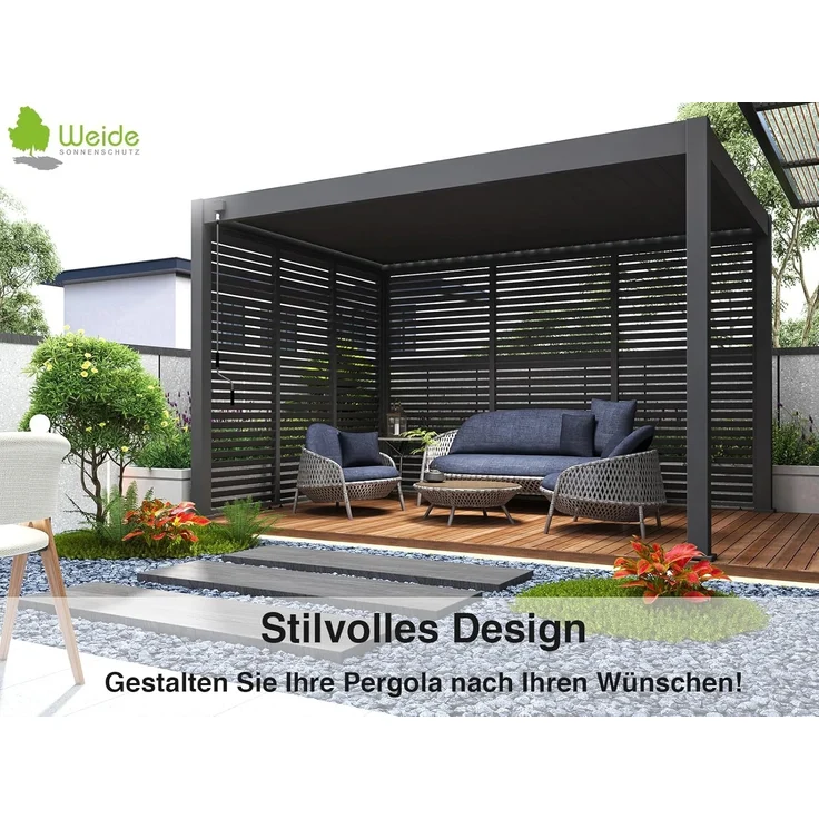 Weide Horizontale Lamellenwand für Weide Pergola | anthrazit | aus Aluminium – Bild 2