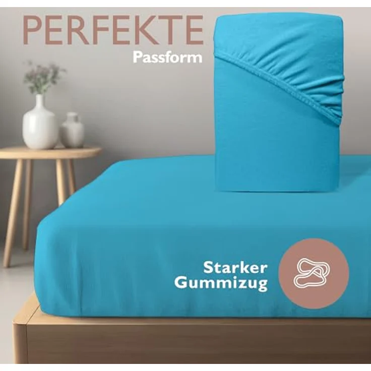 leevitex® Spannbettlaken für kalte Nächte – angenehm weich, passgenau, farbstark & pflegeleicht, Gummizug: Rundum – Bild 6