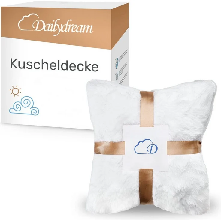 Dailydream Kunstfell Kuscheldecke - Wohndecke Warm Weich Luxus Tagesdecke, 150x200cm, weiß – Bild 3