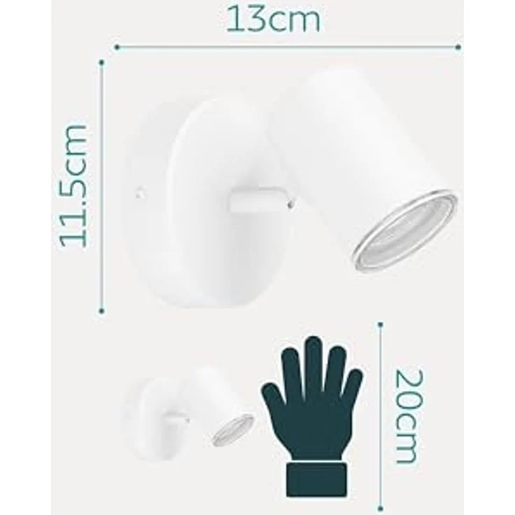 EGLO Deckenspot CONSUMA 1 Spotlampe - Stahl - GU10 - 1X5W - IP44, ohne Leuchtmittel, Wandleuchte, Wandspot, schwenkbar, Strahler, L11 x H11,5 x AL13 cm – Bild 7