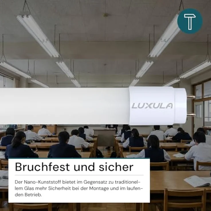 LUXULA LED Röhre 120cm T8 G13, 18W 2880lm Kaltweiß 6000K, bruchsicher und blendfrei, inkl. Starter-Brücke – Bild 4