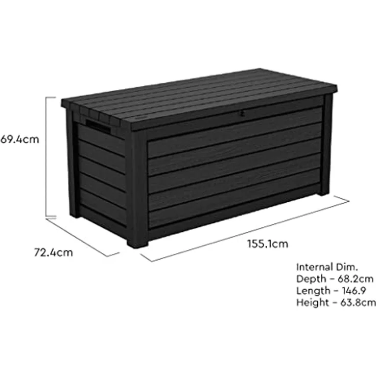 Keter Gartenbox "NORTHWOOD" 623L 157x72x69cm Deckel bis 270kg belastbar, abschließbar – Bild 2