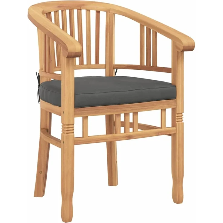 vidaXL Stuhl mit Kissen 2 pcs Braun 63 x 58 x 89 cm Massivholz Teak 42008385 – Bild 3