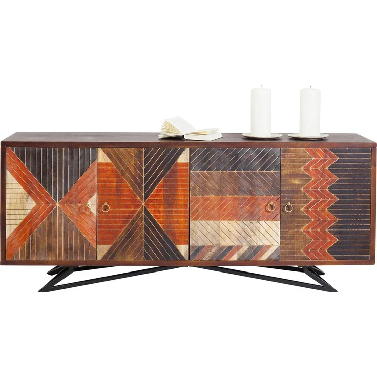 Kare Design Sideboard Tomahawk, schönes Sideboard mit Türen für das Wohnzimmer, Muster und verschiedene Farben, breite Holzkommode, Anrichte, (H/B/T) 75 x 177 x 45 cm – Bild 11