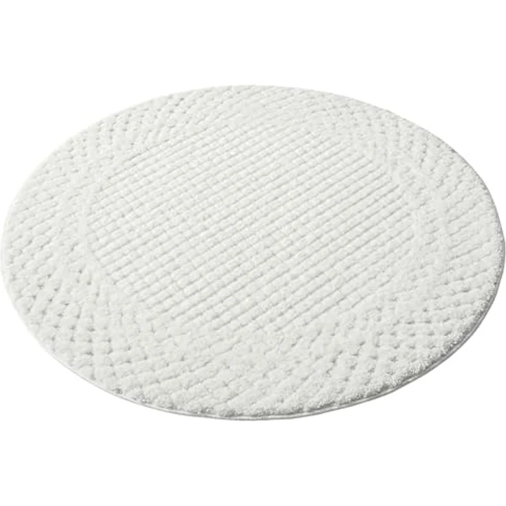 Teppich Rund - 200x200cm - Hochflor - Boho - Pastell Creme Grau - Einfarbig - Modern Raute Muster- Skandinavisch Flauschig Weich - Schlafzimmer Dekoration – Bild 6