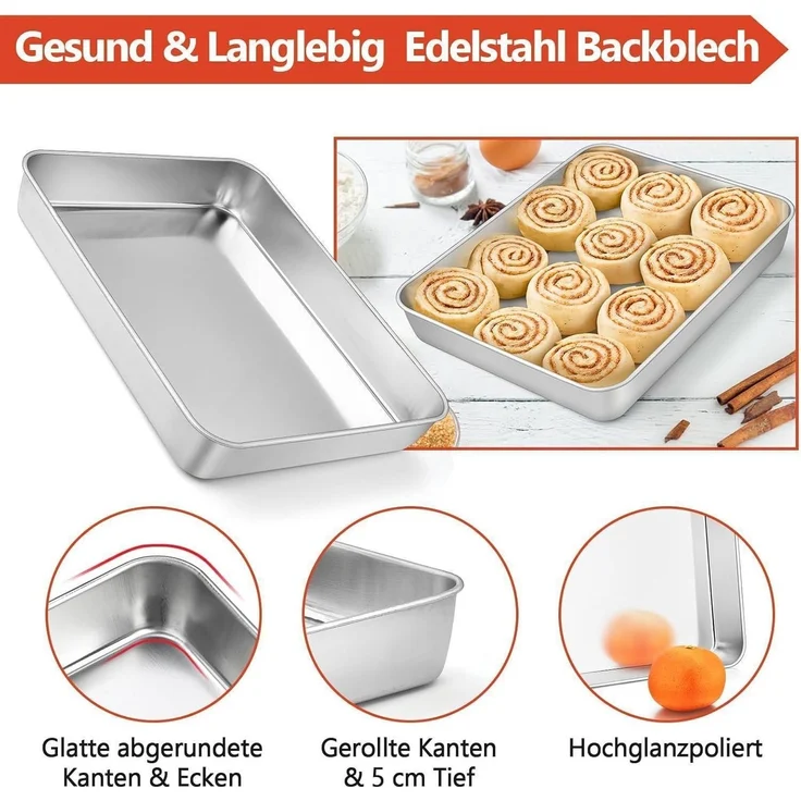 Homikit Edelstahl Backblech mit Deckel 26,5x20,5x4,7 cm Ghostwriter – Bild 4