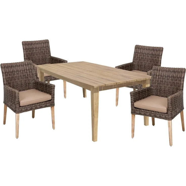 Sitzgruppe NORVELL/VISALIA, 5 teilig, Aluminium, Akazie