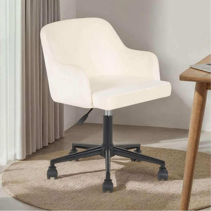 IDIMEX Drehstuhl OLIVER, Schreibtischstuhl gepolstert mit Samtbezug Homeoffice Cremeweiß – Bild 5