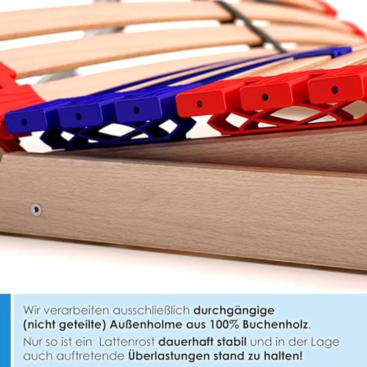 Lattenrost Vario Plus Sleep Best 42®, Schlummerparadies, Kopfteil manuell verstellbar, Fußteil manuell verstellbar, aus 100% BUCHE, 10 Jahre Garantie, SCHULTERFRÄSUNG, unmontiert – Bild 8