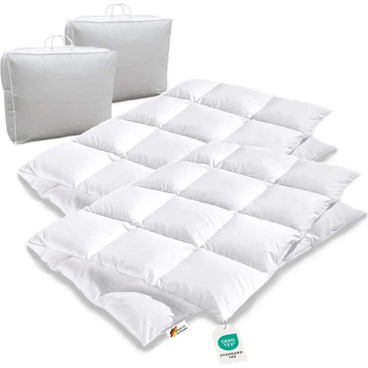 2 x warme 100% sibirische Winter Daunen Bettdecke Decke 135x200 1100g
