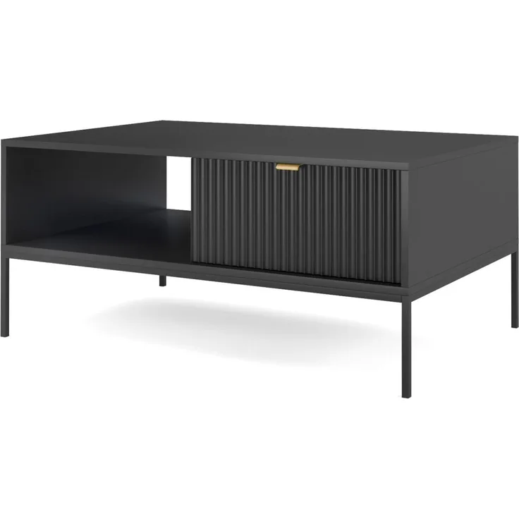 Selsey 'Vellore' Couchtisch 104 x 68 cm, Schwarz, mit Schublade und schwarzem Gestell