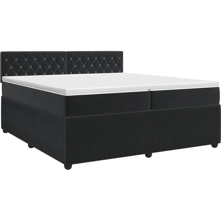 vidaXL Boxspringbett mit Matratze Schwarz 200 x 200 cm Samt 3451741 – Bild 2