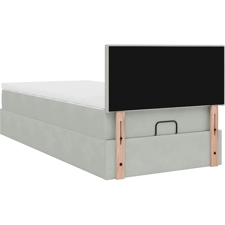 vidaXL Ottoman-Bett mit Matratze & LEDs Hellgrau 80x200 cm Samt 3312512 – Bild 9