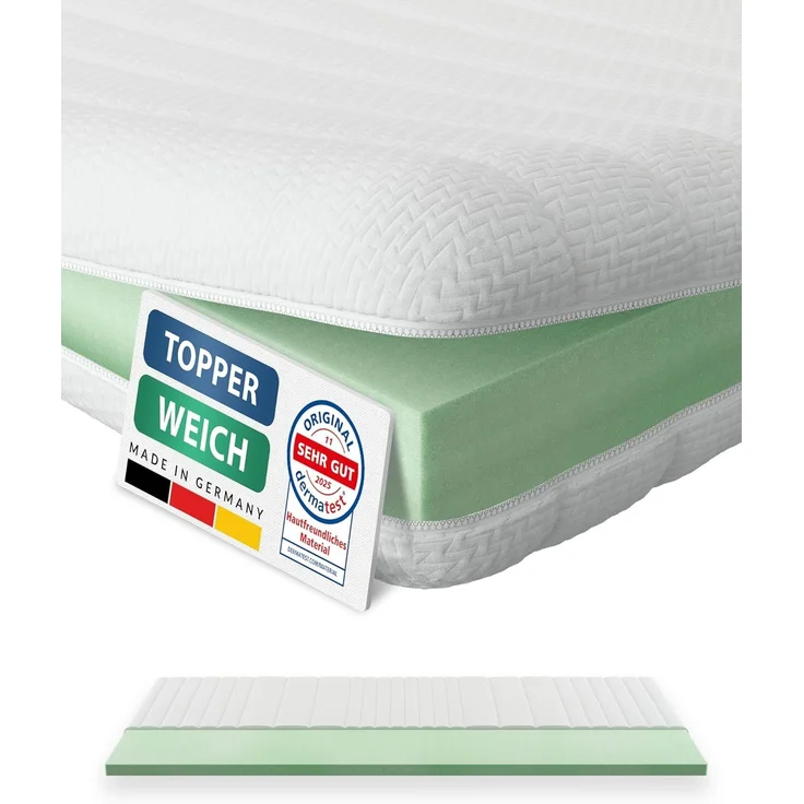 AM Qualitätsmatratzen Basic Topper 140x200 cm - Weiche & anpassungsfähige Matratzenauflage 140x200 - Auch für Boxspringbetten geeignet - Made in Germany