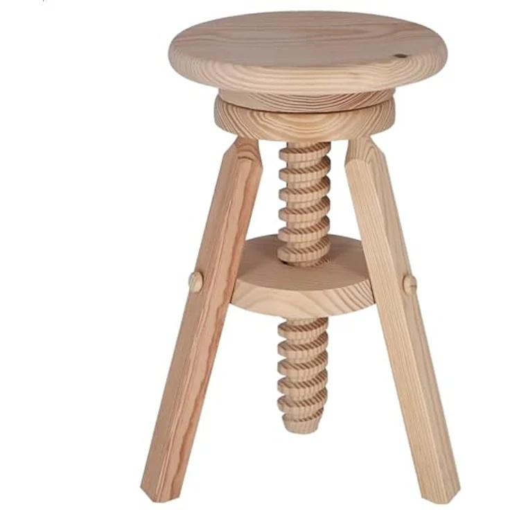 Aranaz Drehbarer Hocker aus Kiefer ohne Lack – Bild 1