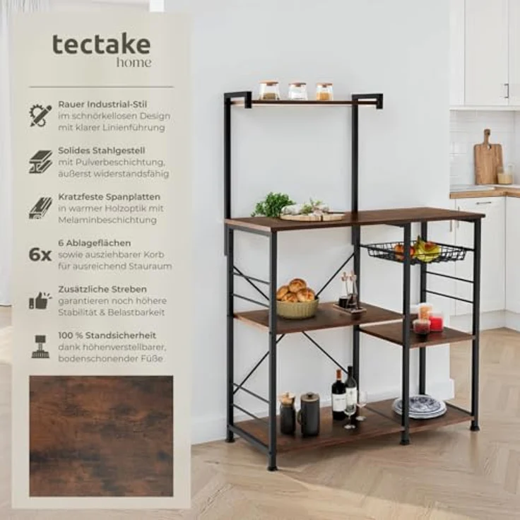 tectake Küchenregal Crawley, Einzelstück, Industrial Style – Bild 5