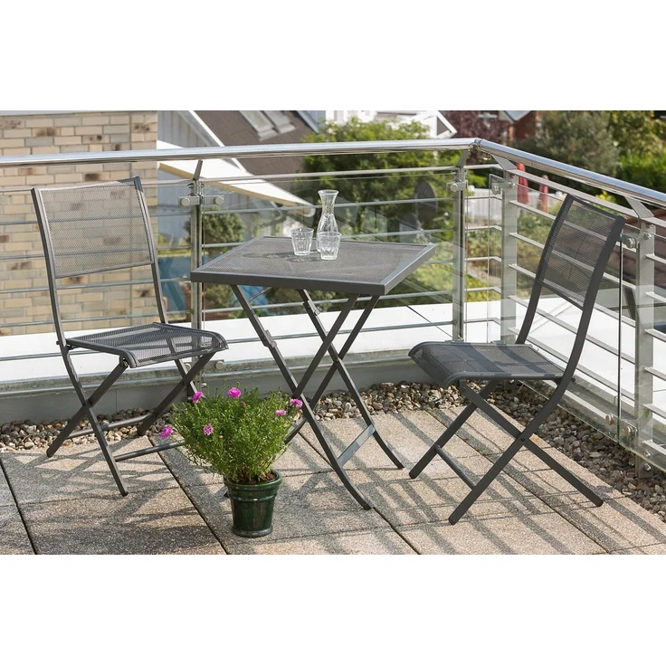 MERXX Gartenstuhl Samos (Set, 2 St), 2er Set, stapelbar, Oval-Stahlrohr-Gestell 30x15 mm, schwarz – Bild 2