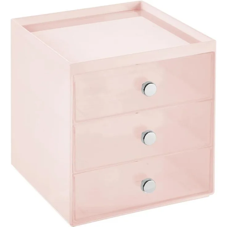 mDesign Make-up Organizer Aufbewahrungsbox Kosmetikbox Rosa Transparent