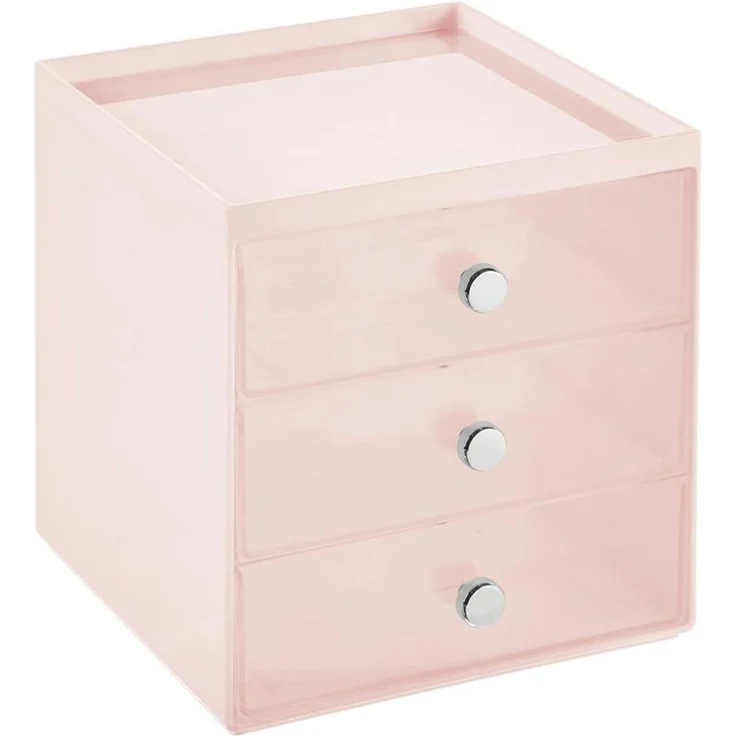 mDesign Make-up Organizer Aufbewahrungsbox Kosmetikbox Rosa Transparent – Bild 1