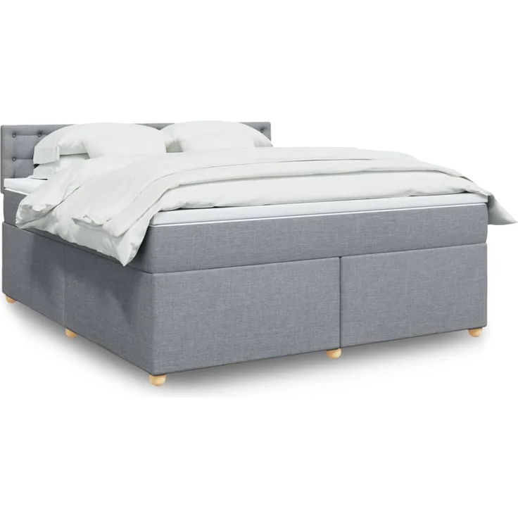 vidaXL Boxspringbett mit Matratze Hellgrau 180x200 cm Stoff 3289073 – Bild 1