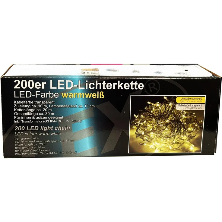 200'er LED Lichterkette Innen und Außen warmweiß – Bild 4