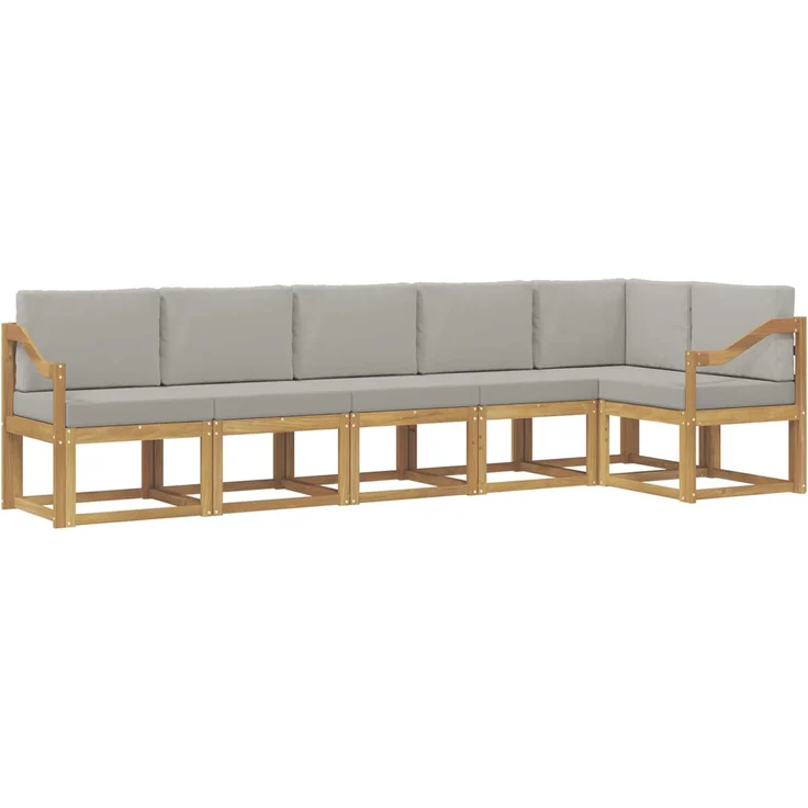 vidaXL Outdoor-Sofagarnitur 6 stk. Weiß und Hellgrau 3387715 – Bild 2