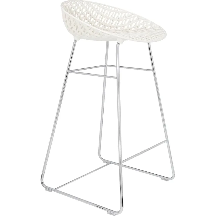 Kartell Smatrik Stool, Barhocker, Weiß mit Chromstruktur