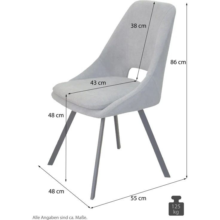 Moderner Esszimmerstuhl, Polsterstuhl "Luna" 2er-Set, Bezug Teddyoptik, schwarz – Bild 4