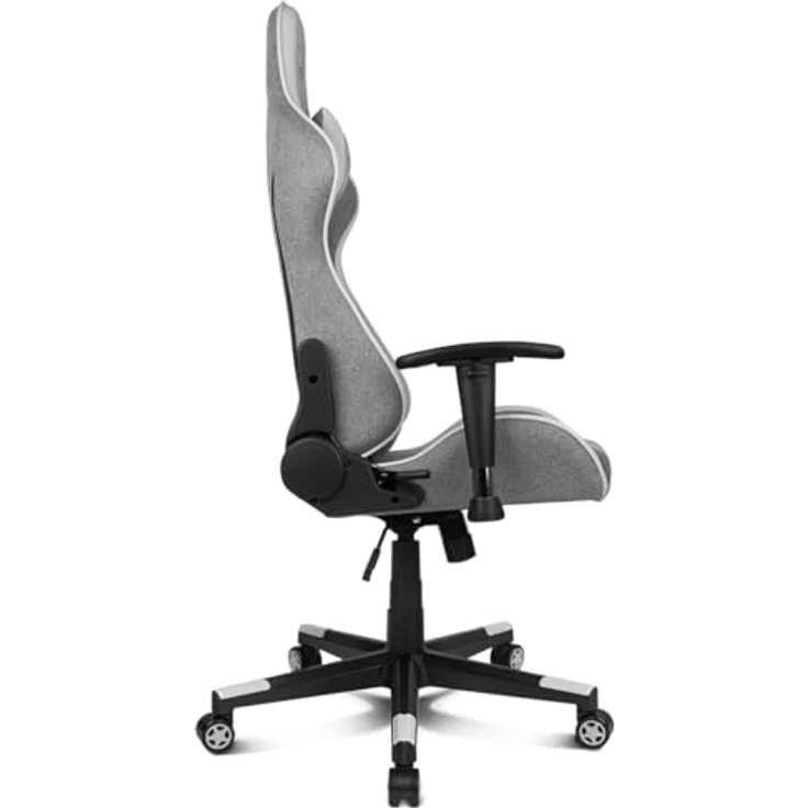 DRIFT GAMING DR90 PRO – Ergonomischer Gaming-Stuhl mit Kopf- und Lendenstütze, 135° neigbare Rückenlehne, 2D-verstellbare Armlehnen, atmungsaktiver Stoff, Nylonbasis und Gasfeder Klasse 4, Grau/Weiß – Bild 5