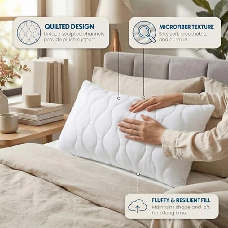 Utopia Bedding Kopfkissen 40x80 cm, 2er Set mit weicher Mikrofaser-Polsterung, gesteppte Dekokissen – Bild 5