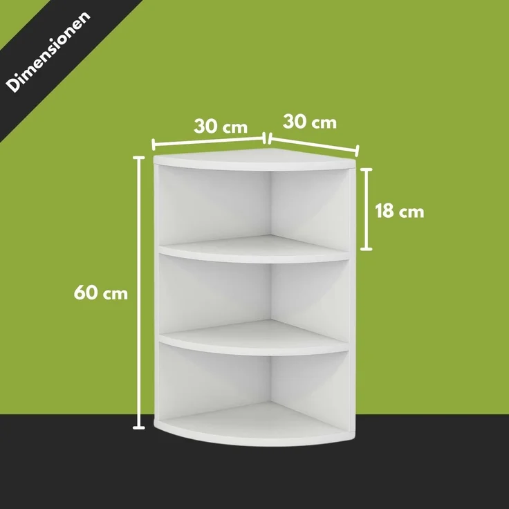 Coemo Eckregal Corner 60 aus Holz 3 Etagen Weiß – Bild 6