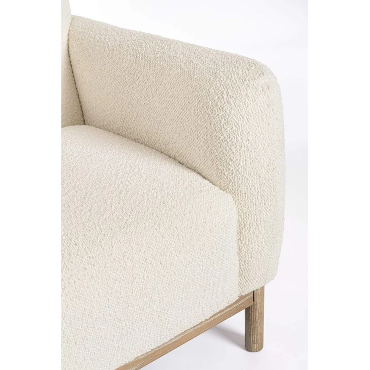Sofa Detroit aus Bouclè-Stoff, skandinavischer Stil, cremefarben, Eschenholz-Gestell, 3–4 Sitzplätze – Bild 4