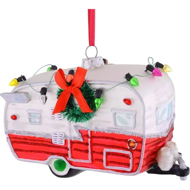 Giftcompany Christbaumschmuck Camping Wohnwagen Glas Christbaumanhänger 13cm