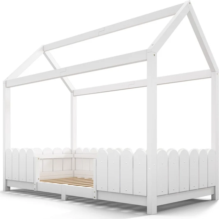 Hausbett mit Lattenrost, 90x200 cm, Kinderbett mit Rausfallschutz, Kiefer – Bild 10