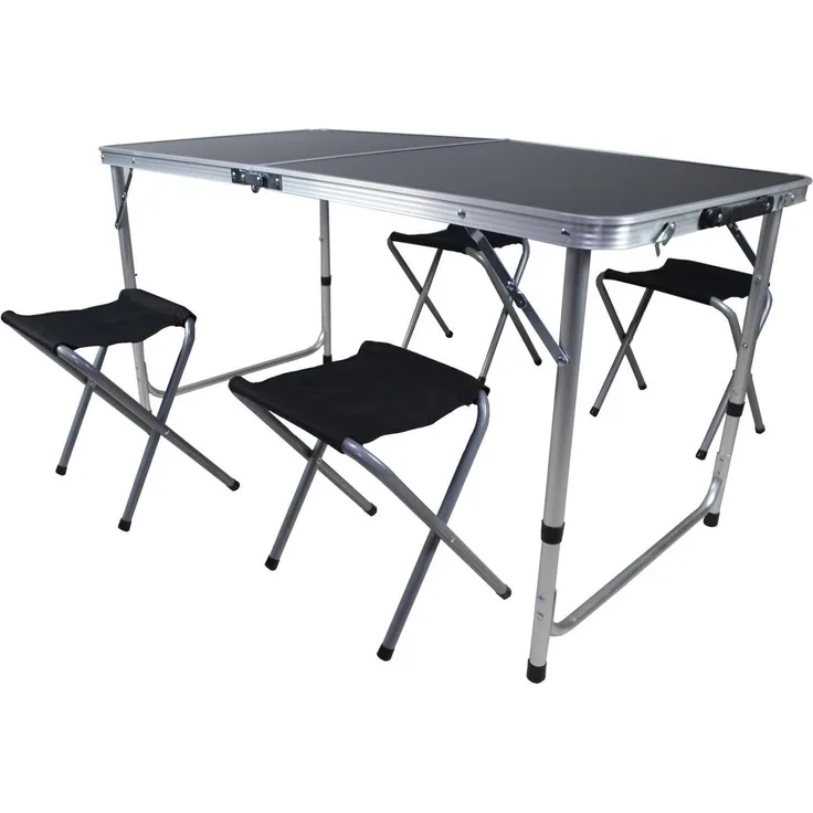 5-tlg. Alu Campingset klappbar Campingtisch Campingstuhl Camping Festival Möbel schwarz