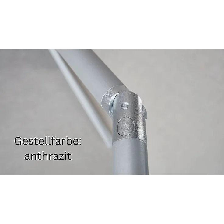 Kettler Easy-Push Sonnenschirm 150 x 210 cm | rechteckig | Aluminium Anthrazit | 100% Polyester (ca. 220 g/m²) | Öffnung mit Schieber | Bezug hellgrau meliert – Bild 6