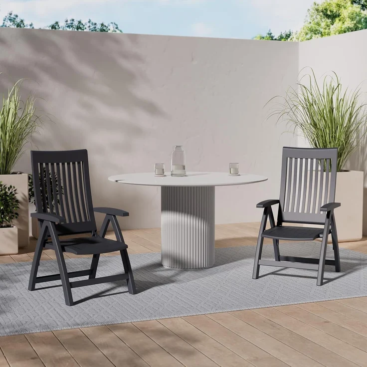 Kettler Roma Klappsessel - verstellbarer Gartensessel aus Kunststoff - anthrazit – Bild 4