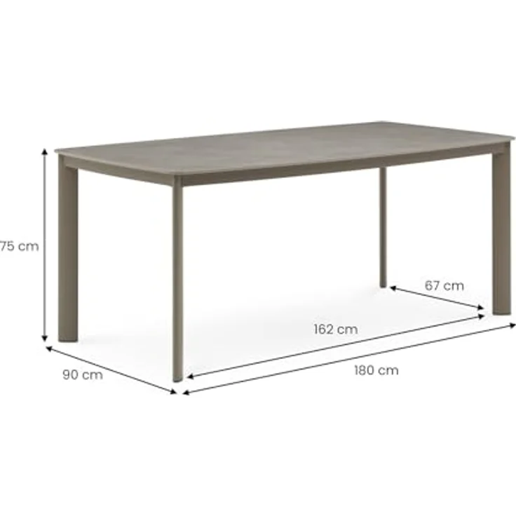 IDIMEX Gartentisch Tavolo, rechteckig, champagner, Metall, 180x75x90 cm, für bis zu 8 Personen, wetterfest und pflegeleicht – Bild 6