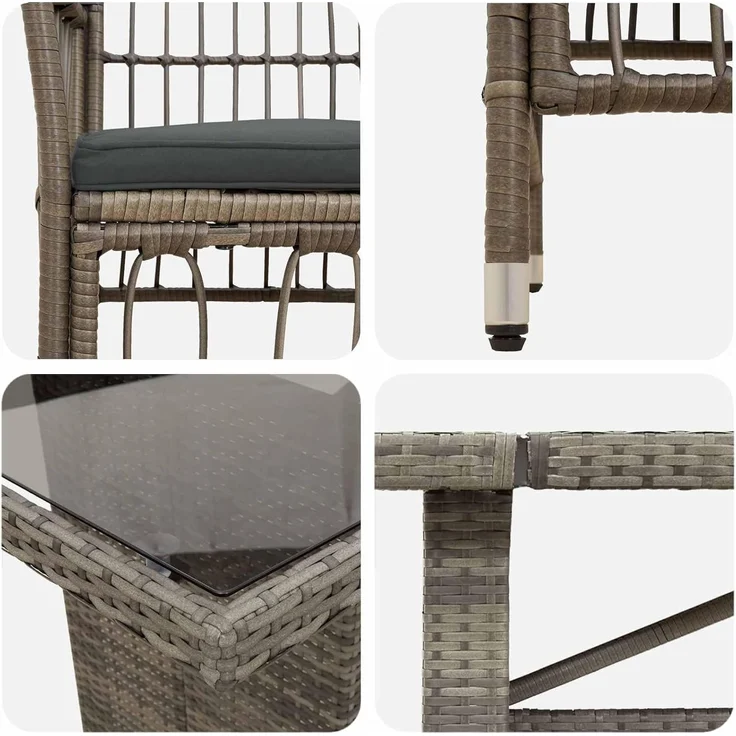 vidaXL Outdoor-Essgruppe 11 stk. Grau Poly-Rattan 3448947 – Bild 7