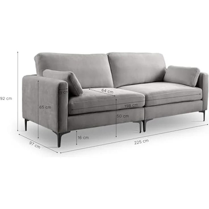 Sofa 3,5 Sitzer B/H/T: 225 x 92 x 97 cm in Hellgrau – Bild 3
