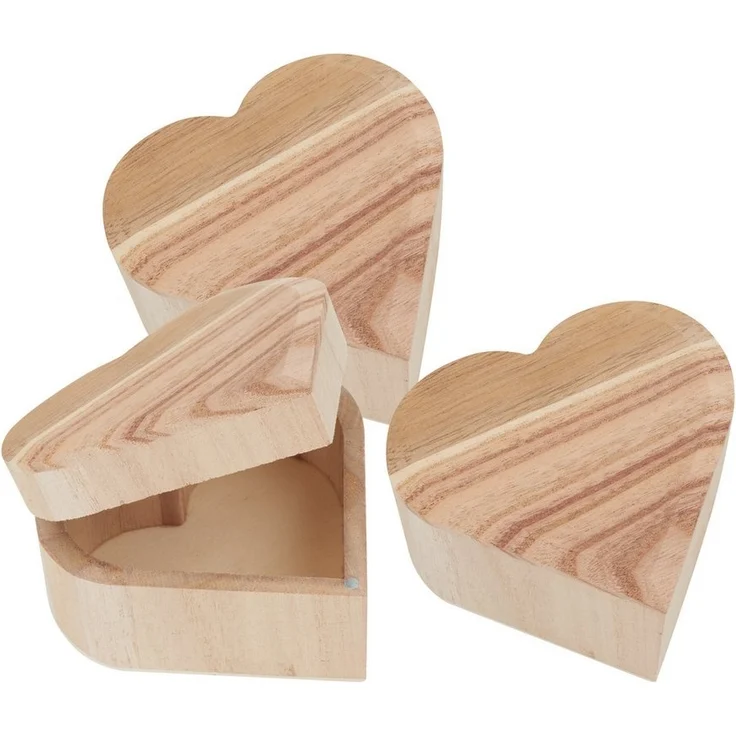 VBS Truhe Holzkästchen Herz, 10,5 cm x 9,5 cm x 5,5 cm 3er-Pack – Bild 3