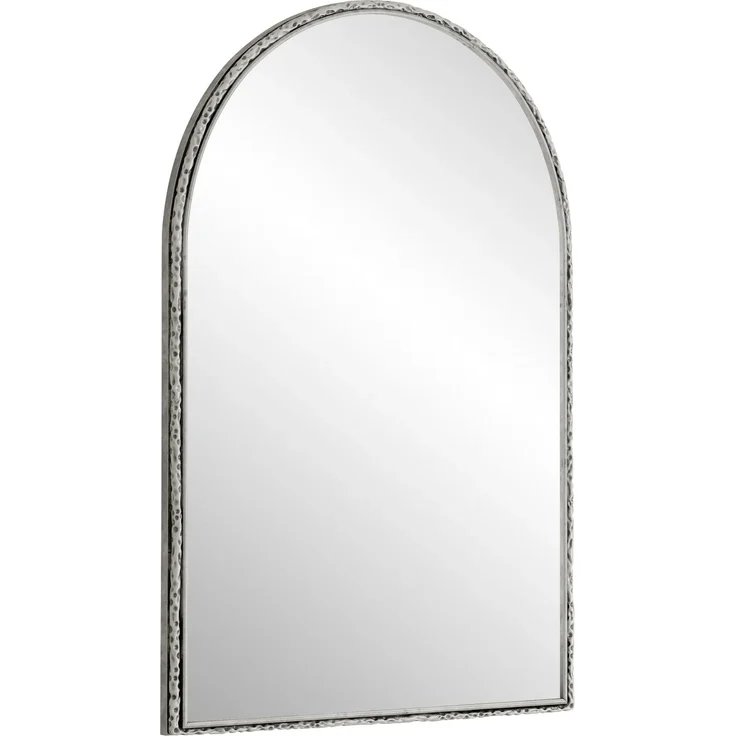 Flieks Badspiegel mit Bogenform, Wandspiegel mit Eisenkunst-Dekor, 61 x 91 cm, Silber – Bild 6
