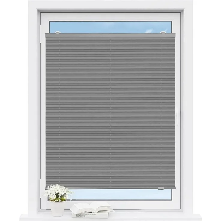 Woltu Plissee, halbtransparent, Saugnäpfen, mit Saugnäpfen, Mit Vakuum-Saugnäpfen, Faltrollo innen lichtdurchlässig Sonnenschutz