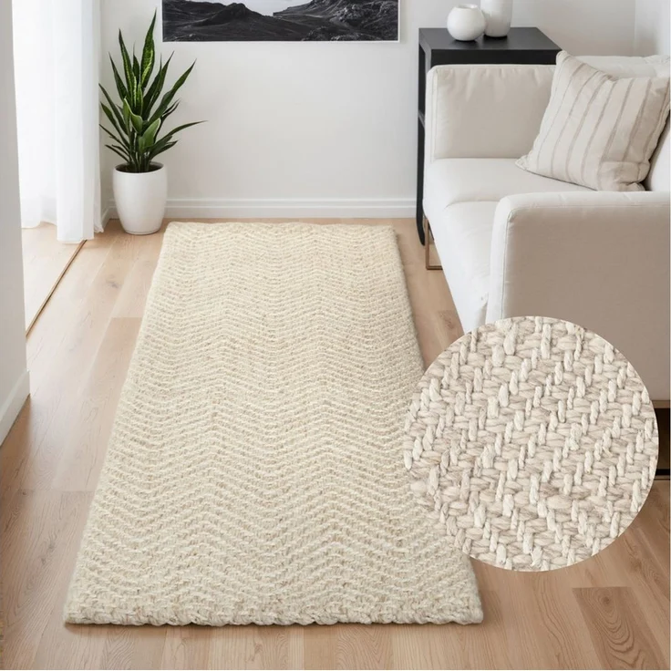 ELLE DECORATION Wollteppich Majoli, auch als Läufer, rechteckig, Höhe: 10 mm, Herringbone, Wolle, Jute, Natur, Wohnzimmer, Schlafzimmer, Boho,Skandi – Bild 5