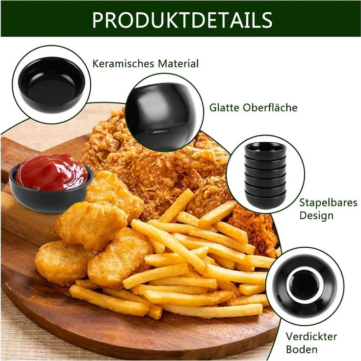 TUWENA Dipschale 6 Stück Kleine Dip Schälchen, Sushi Sojasauce Schälchen, Snackschalen – Bild 2