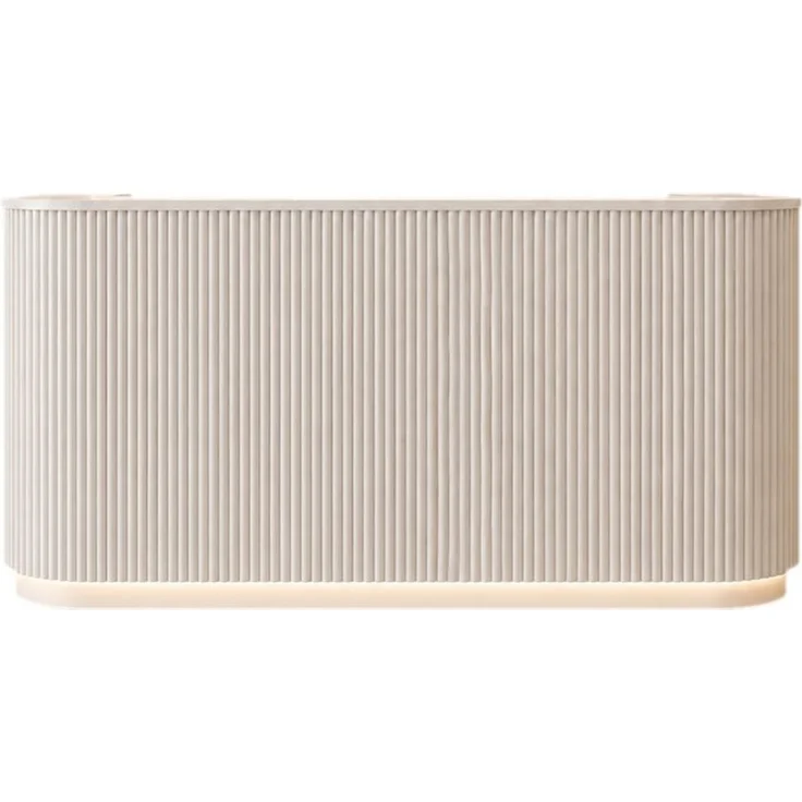 Muxing Empfangstheke Geschwungene,mit Rillenfront und LED-Lichtstreifen (1-St), modern, vielseitig, sofort einsatzbereit, 80 x 100 x 60 cm, Beige – Bild 2